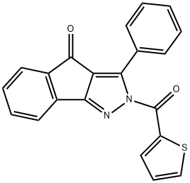 3-phenyl-2-(2-thienylcarbonyl)indeno[1,2-c]pyrazol-4(2H)-one Structure