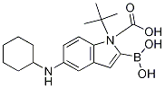 1H-Indole-1-carboxylic acid, 2-borono-5-(cyclohexylamino)-, 1-(1,1-dimethylethyl) ester 구조식 이미지