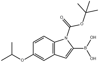 1H-Indole-1-carboxylic acid, 2-borono-5-(1-methylethoxy)-, 1-(1,1-dimethylethyl) ester 구조식 이미지