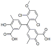 5-[(2,6-Dichloro-3-methoxyphenyl)(3-carboxy-5-methyl-4-oxo-2,5-cyclohexadien-1-ylidene)methyl]-2-hydroxy-3-methylbenzoic acid 구조식 이미지