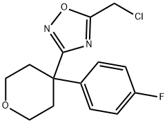 1,2,4-Oxadiazole, 5-(chloromethyl)-3-[4-(4-fluorophenyl)tetrahydro-2H-pyran-4-yl]- 구조식 이미지