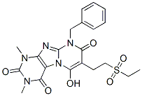 Pyrimido[2,1-f]purine-2,4,8(1H,3H,9H)-trione,  7-[2-(ethylsulfonyl)ethyl]-6-hydroxy-1,3-dimethyl-9-(phenylmethyl)- Structure