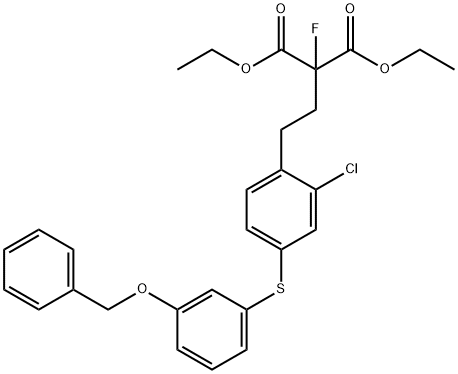 2-(2-[4-(3-BENZYLOXY-PHENYLSULFANYL)-2-CHLORO-PHENYL]-ETHYL)-2-FLUORO-MALONICACID디에틸에스테르 구조식 이미지