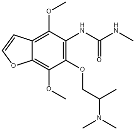 요소,1-(4,7-디메톡시-6-(2-(디메틸아미노)프로폭시)-5-벤조푸라닐)-3-메틸-,수화물(8:1) 구조식 이미지