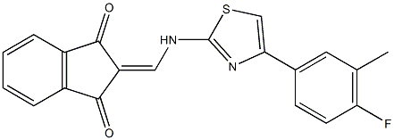 2-({[4-(4-fluoro-3-methylphenyl)-1,3-thiazol-2-yl]amino}methylene)-1H-indene-1,3(2H)-dione 구조식 이미지