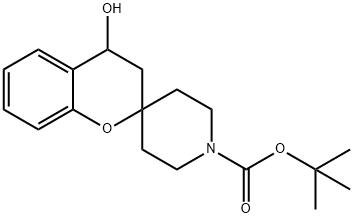 스피로[2H-1-벤조피란-2,4'-피페리딘]-1'-카르복실산,3,4-디히드로-4-히드록시-,1,1-디메틸에틸에스테르 구조식 이미지