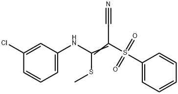 (Z)-3-(3-chloroanilino)-3-(methylsulfanyl)-2-(phenylsulfonyl)-2-propenenitrile Structure