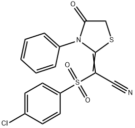 2-[(4-chlorophenyl)sulfonyl]-2-(4-oxo-3-phenyl-1,3-thiazolan-2-yliden)acetonitrile Structure