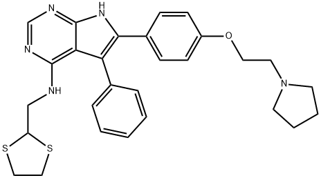 1026493-77-5 N-(1,3-Dithiolan-2-ylMethyl)-5-phenyl-6-[4-[2-(1-pyrrolidinyl)ethoxy]phenyl]-7H-pyrrolo[2,3-d]pyriMidin-4-aMine