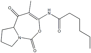 (-)-N-(5a,6,7,8-Tetrahydro-4-methyl-1,5-dioxo-5H-pyrrolo[1,2-c][1,3]oxazepin-3-yl)hexanamide Structure