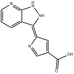 (2E)-2-(1,2-Dihydro-3H-pyrazolo[3,4-b]pyridin-3-ylidene)-2H-pyrrole-4-carboxylic acid 구조식 이미지