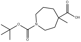 1-(tert-부톡시카르보닐)-4-메틸아제판-4-카르복실산 구조식 이미지