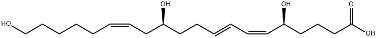 5,12,20-trihydroxy-6,8,14-eicosatrienoic acid Structure