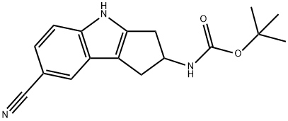 tert-부틸7-시아노-1,2,3,4-테트라히드로시클로펜타[b]인돌-2-일카르바메이트 구조식 이미지