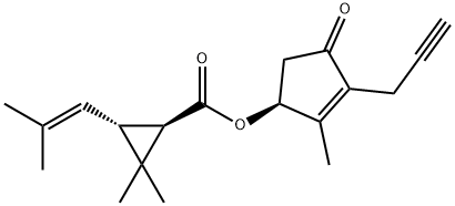 :(S)-2-Methyl-3-(2-propynyl)-4-oxocyclopent-2-enyl-(lR)-cis,trans-2,2-dimethyl-3-(2-methyl-1-propenyl)cyclopropanecarboxylate 구조식 이미지