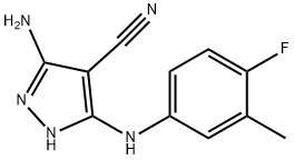 5-amino-3-(4-fluoro-3-methylanilino)-1H-pyrazole-4-carbonitrile 구조식 이미지