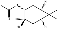 [1S-(1alpha,3beta,4alpha,6alpha)]-3-hydroxy-3,7,7-trimethylbicyclo[4.1.0]hept-4-yl acetate Structure