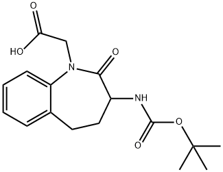 (3-N-BOC-AMINO-2-OXO-2,3,4,5-TETRAHYDRO-BENZO[B]AZEPIN-1-YL)-아세트산 구조식 이미지