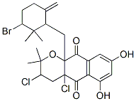 3,4a-Dichloro-6,8-dihydroxy-3,4,4a,10a-tetrahydro-2,2-dimethyl-10a-[(2,2-dimethyl-3-bromo-6-methylenecyclohexyl)methyl]-2H-naphtho[2,3-b]pyran-5,10-dione Structure