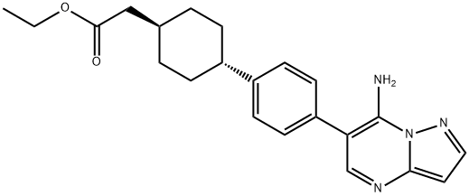 시클로헥산아세트산,4-[4-(7-a미노피라졸로[1,5-a]피리미딘-6-일)페닐]-,에틸에스테르,트랜스- 구조식 이미지