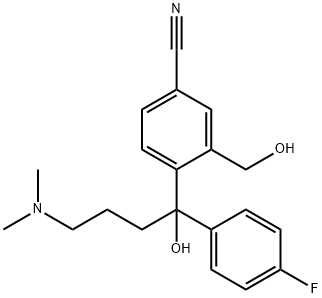4-[4-(Dimethylamino)-1-(4-fluorophenyl)-1-hydroxybutyl]-3-(hydroxymethyl)benzonitrile 구조식 이미지