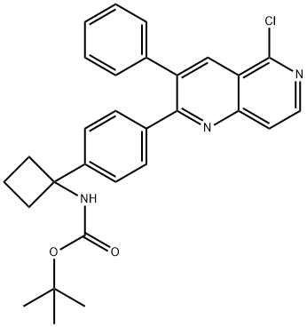CarbaMic acid, N-[1-[4-(5-chloro-3-phenyl-1,6-naphthyridin-2-yl)phenyl]cyclobutyl]-, 1,1-diMethylethyl ester Structure