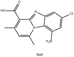 9-아미노-7-클로로-1,3-디메틸피리도[1,2-a]벤즈이미다졸-4-카르복실산나트륨염 구조식 이미지