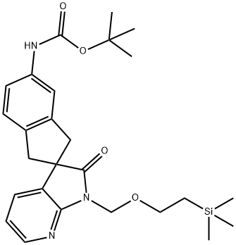 tert-butyl 2'-oxo-1'-((2-(triMethylsilyl)ethoxy)Methyl)-1,1',2',3-tetrahydrospiro[indene-2,3'-pyrrolo[2,3-b]pyridine]-5-ylcarbaMate 구조식 이미지