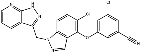 3-(1-((1H-pyrazolo[3,4-b]pyridin-3-yl)Methyl)-5-chloro-1H-indazol-4-yloxy)-5-chlorobenzonitrile Structure