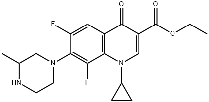 3-Quinolinecarboxylic acid, 1-cyclopropyl-6,8-difluoro-1,4-dihydro-7-(3-Methyl-1-piperazinyl)-4-oxo-, ethyl ester Structure