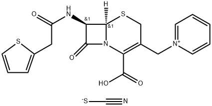 (6R-trans)-1-[[2-carboxy-8-oxo-7-[(2-thienylacetyl)amino]-5-thia-1-azabicyclo[4.2.0]oct-2-en-3-yl]methyl]pyridinium thiocyanate 구조식 이미지
