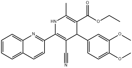 Ethyl 5-cyano-4-(3,4-dimethoxyphenyl)-2-methyl-6-(2-quinolyl)-1,4-dihy dro-3-pyridinecarboxylate Structure