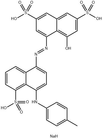 trisodium 4-hydroxy-5-[[5-sulphonato-4-[(p-tolyl)amino]naphthyl]azo]naphthalene-2,7-disulphonate Structure