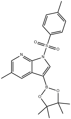 1H-Pyrrolo[2,3-b]pyridine, 5-Methyl-1-[(4-Methylphenyl)sulfonyl]-3-(4,4,5,5-tetraMethyl-1,3,2-dioxaborolan-2-yl)- 구조식 이미지