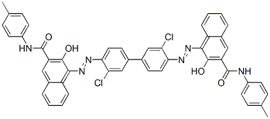 2-Naphthalenecarboxamide, 4,4'-[(3,3'-dichloro[1,1'- biphenyl]-4,4'-diyl)bis(azo)]bis[3-hydroxy-N-(4-methylphenyl )- Structure