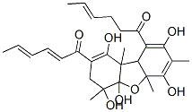 1-[9-(1-Oxo-4-hexenyl)-3,4,4a,5a,9a,9b-hexahydro-1,4,4a,6,8-pentahydroxy-4,5a,7,9b-tetramethyldibenzofuran-2-yl]-2,4-hexadien-1-one 구조식 이미지