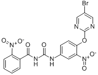 N-(((4-((5-Bromo-2-pyrimidinyl)oxy)-3-nitrophenyl)amino)carbonyl)-2-ni trobenzamide 구조식 이미지