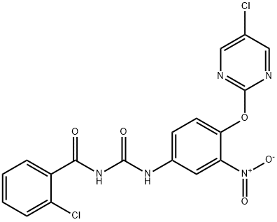 2-chloro-N-[[4-(5-chloropyrimidin-2-yl)oxy-3-nitro-phenyl]carbamoyl]be nzamide Structure