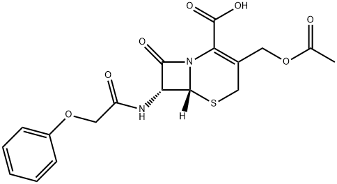 (6R,7R)-3-[(Acetyloxy)methyl]-8-oxo-7-[(phenoxyacetyl)amino]-5-thia-1-azabicyclo[4.2.0]octane-2-ene-2-carboxylic acid 구조식 이미지