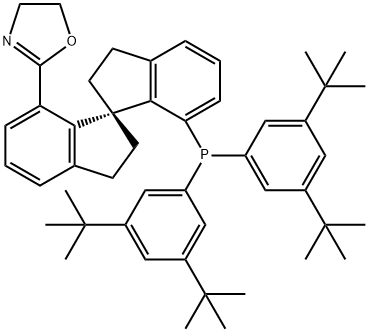 Oxazole,2-[(1S)-7'-[bis[3,5-bis(1,1-dimethylethyl)phenyl]phosphino]-2,2',3,3'-tetrahydro-1,1'-spirobi[1H-inden]-7-yl]-4,5-dihydro- 구조식 이미지