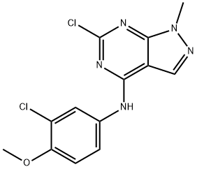 6-Chloro-N-(3-chloro-4-methoxyphenyl)-1-methyl-1H-pyrazolo[3,4-d]pyrimidin-4-amine 구조식 이미지