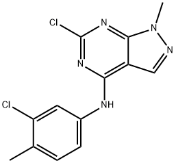 6-Chloro-N-(3-chloro-4-methylphenyl)-1-methyl-1H-pyrazolo[3,4-d]pyrimidin-4-amine 구조식 이미지