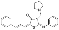 5-Cinnamylidene-2-(phenylimino)-3-(1-pyrrolidinylmethyl)-4-thiazolidin one 구조식 이미지