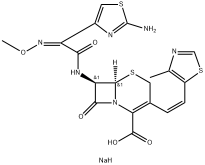 104146-53-4 sodium (6R,7R)-7-[[(2Z)-2-(2-amino-1,3-thiazol-4-yl)-2-methoxyimino-acetyl]amino]-3-[(E)-2-(4-methyl-1,3-thiazol-5-yl)ethenyl]-8-oxo-5-thia-1-azabicyclo[4.2.0]oct-2-ene-2-carboxylic acid