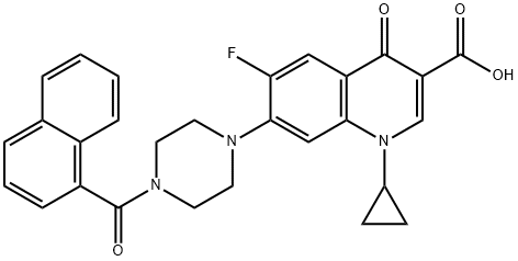 3-Quinolinecarboxylic acid, 1-cyclopropyl-6-fluoro-1,4-dihydro-7-[4-(1-naphthalenylcarbonyl)-1-piperazinyl]-4-oxo- 구조식 이미지