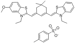 3-ETHYL-2-[(3-([3-ETHYL-1,3-BENZOTHIAZOL-2(3H)-YLIDENE]METHYL)-5,5-DIMETHYL-2-CYCLOHEXEN-1-YLIDENE)METHYL]-5-METHOXY-1,3-BENZOTHIAZOL-3-IUM 4-METHYLBENZENESULFONATE Structure