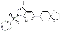 1H-Pyrrolo[2,3-b]pyridine, 5-(1,4-dioxaspiro[4.5]dec-8-yl)-3-iodo-1-(phenylsulfonyl)- Structure