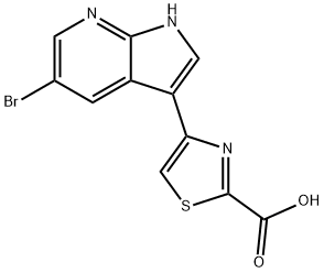 2-Thiazolecarboxylic acid, 4-(5-broMo-1H-pyrrolo[2,3-b]pyridin-3-yl)- 구조식 이미지