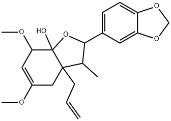 2-(1,3-Benzodioxol-5-yl)-3,3a,4,7-tetrahydro-5,7-dimethoxy-3-methyl-3a-(2-propenyl)benzofuran-7a(2H)-ol 구조식 이미지