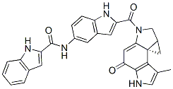 1H-Indole-2-carboxamide, N-(2-((4,5,8,8a-tetrahydro-7-methyl-4-oxocycl opropa(c)pyrrolo(3,2-e)indol-2(1H)-yl)carbonyl)-1H-indol-5-yl)-, (7bS) - 구조식 이미지